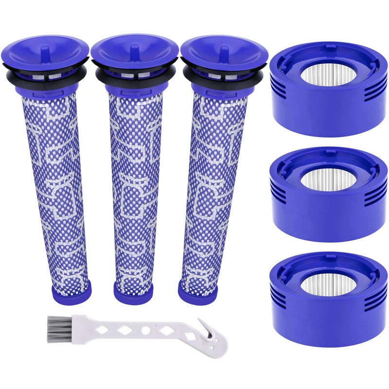 Leadaybetter Vacuum Filter Replacement for Dyson V7 V8 SV10 Animal Absolute Stick Cordless Vac Cleaner, 3 Post & 3 Pre Filters, Compare to Part # 965661-01 & 967478-01 - Image 1